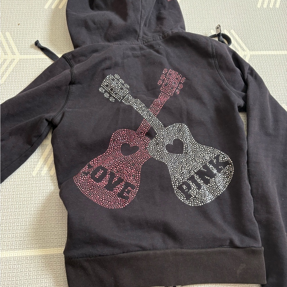 Victorias secret rock and roll guitar bling zip up hoodie